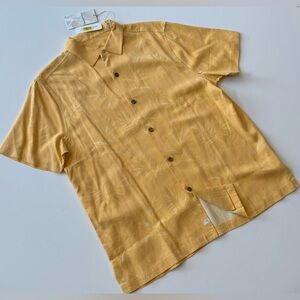 NWT Tommy Bahama Men’s L Silk Camp Shirt Full Yellow Moon Luau Floral Tropical